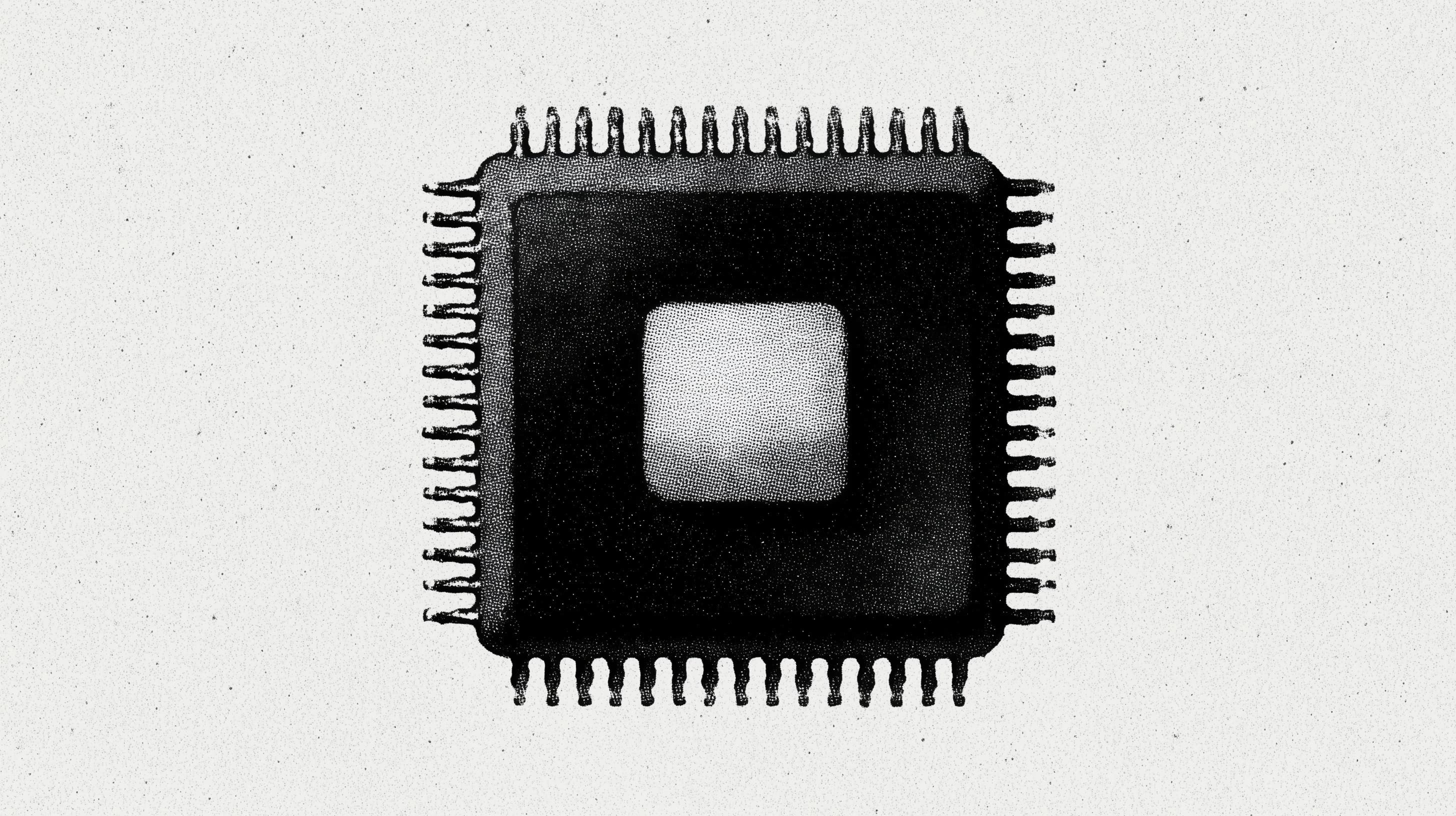 Stippled illustration of a semiconductor chip
